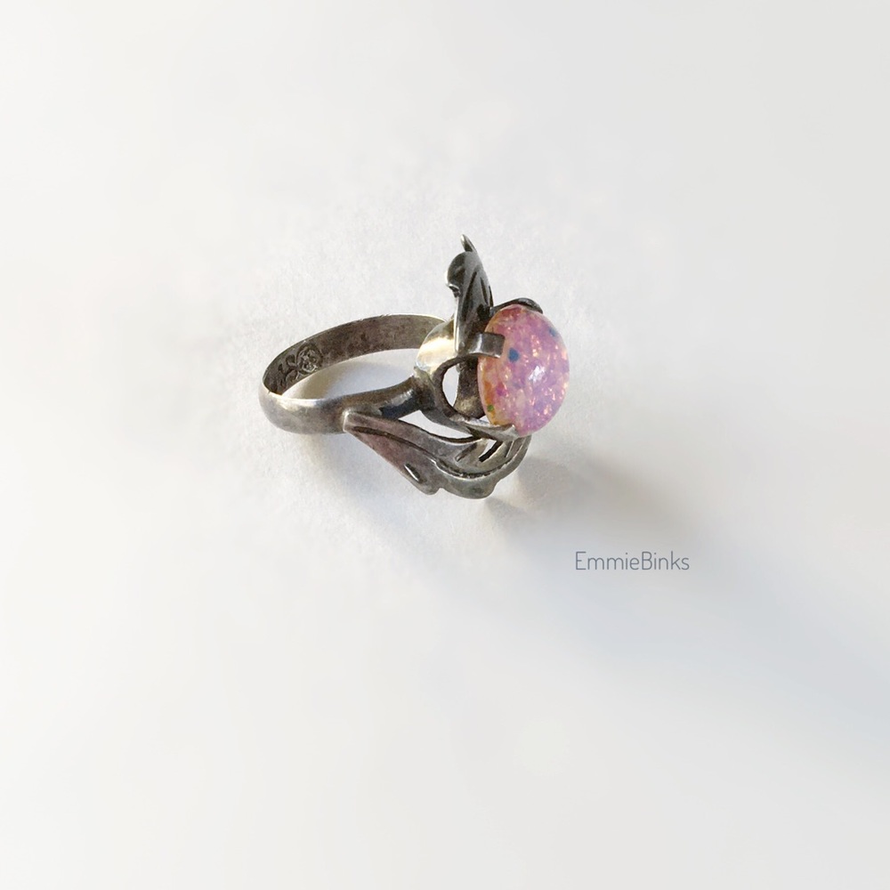 Vintage J SOTELO Sterling 925 Taxco Foil Opal Ring - Picture 6 of 8
